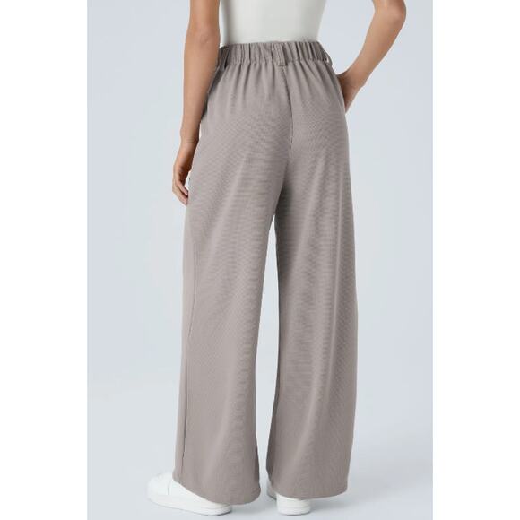 Halara Flex High Waisted Pocket Gray Wide Leg Waffle Career Office Pants, Size L - Picture 3 of 10